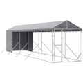 vidaXL Vonkajší koterec pre psov so strechou striebor. 2x10x2,5m oceľ