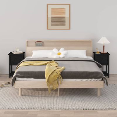 vidaXL Nočné stolíky 2 ks čierne 40x35x61,5cm masívne borovicové drevo