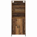 vidaXL Highboard Staré drevo 69,5 x 32,5 x 180 cm Kompozitné drevo