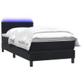 vidaXL Posteľný rám boxspring s matracom a LED čierny 90x220 cm zamat