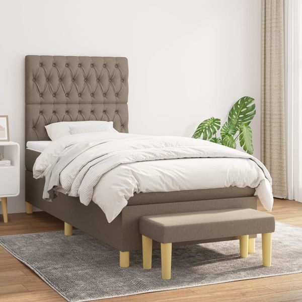 vidaXL Boxspring posteľ s matracom sivohnedý 100x200 cm látka