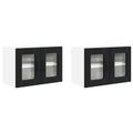 vidaXL Nástenný sklenený kabinet PORTO 2 pcs Čierna 60 x 31 x 40 cm