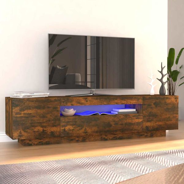 vidaXL TV skrinka s LED, tmavý dub 160x35x40 cm