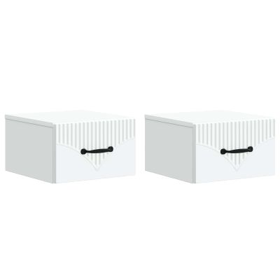 vidaXL Nástenná nočná skrinka Nástenný 2 pcs Biela 34,5 x 33 x 20 cm