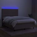 vidaXL Posteľ boxsping s matracom a LED sivohnedá 140x190 cm látka