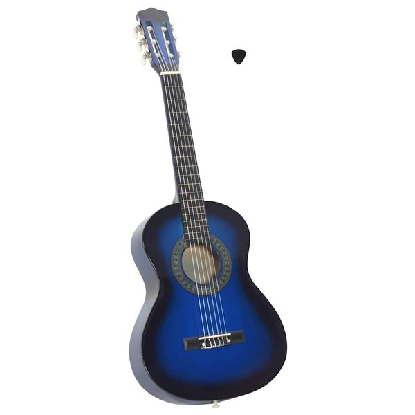 vidaXL Klasická gitara pre začiatočníkov a deti modrá 1/2 34"