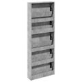 vidaXL Botník so zrkadlom 5-poschodový betónovo sivý 63x17x169,5 cm