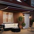 vidaXL Ručný rám markízy s LED Burgundská a biela 4,5 × 3 m