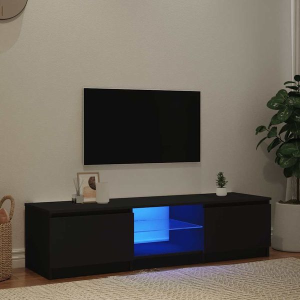 vidaXL TV skrinka s LED svetlami čierna 140x40x36 cm
