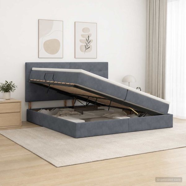 vidaXL Postel s úložným prostorem a matrací Tmavosivá 200 x 200 cm