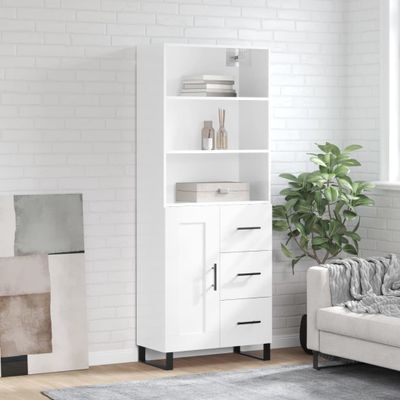 vidaXL Vysoká skrinka lesklá biela 69,5x34x180 cm spracované drevo