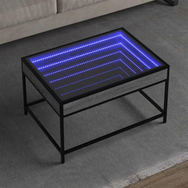 vidaXL Konferenčný stolík s nekonečnými LED sivý sonoma 70x50x41 cm