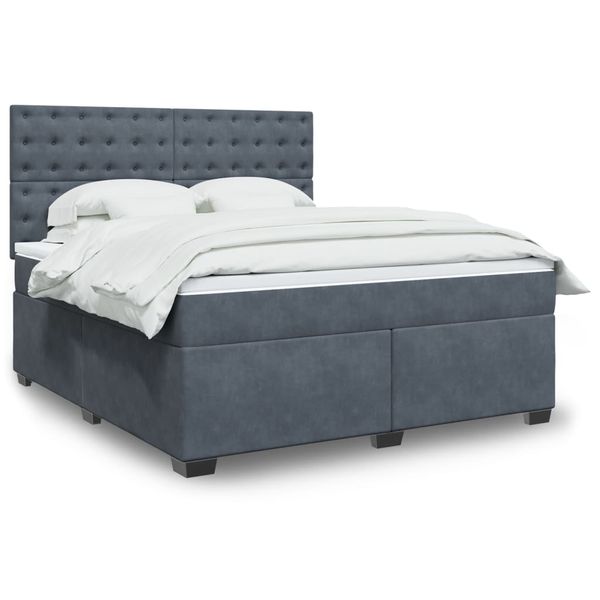 vidaXL Posteľný rám boxspring s matracom tmavosivý 180x200 cm zamat