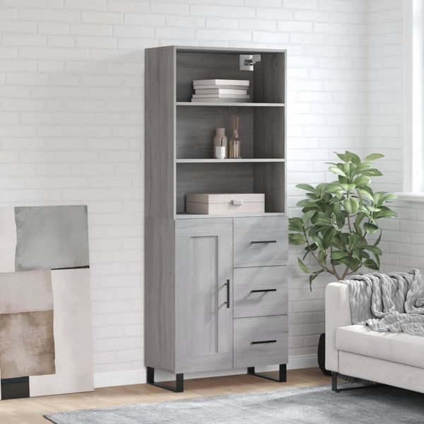 vidaXL Vysoká skrinka sivý dub sonoma 69,5x34x180 cm spracované drevo