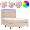 vidaXL Boxspring posteľ matrac a LED kapučínová 140x200 cm umelá koža