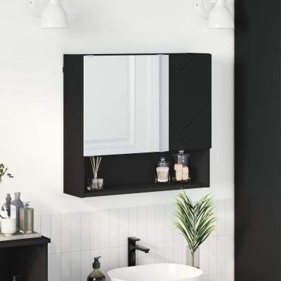 vidaXL Zrkadlová skrinka Čierna 59 x 17 x 55 cm Kompozitné drevo