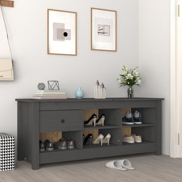 vidaXL Skrinka na topánky sivá 110x38x45,5 cm masívna borovica
