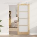vidaXL Posuvné dvere 78 x 202 cm Masívne borovicové drevo a sklo