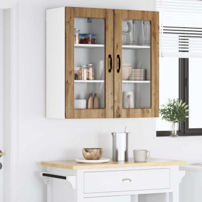 vidaXL Nástenný sklenený kabinet LUCCA 2 pcs Dub artisan