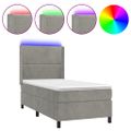 vidaXL Posteľ boxsping s matracom a LED bledosivá 90x190 cm zamat