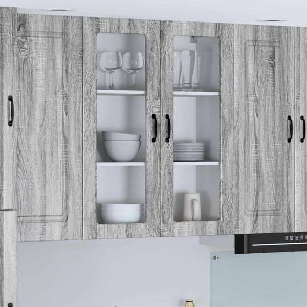 vidaXL Nástenný sklenený kabinet LUCCA Sivá sonoma 80 x 31 x 100 cm