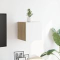 vidaXL Nástenná TV skrinka dub sonoma a biela 30,5x30x30 cm