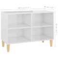 vidaXL TV stolík nohy z masívneho dreva lesklý biely 69,5x30x50 cm
