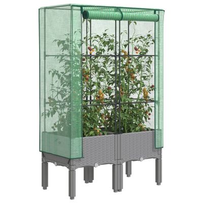 vidaXL Záhon s krytom na skleník ratanový vzhľad 80x40x140 cm