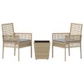 vidaXL Záhradný bistro set 3 ks Béžová polyratan