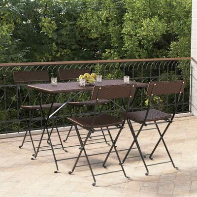 vidaXL Skladacie stoličky 4 ks, hnedé, polyratan a oceľ