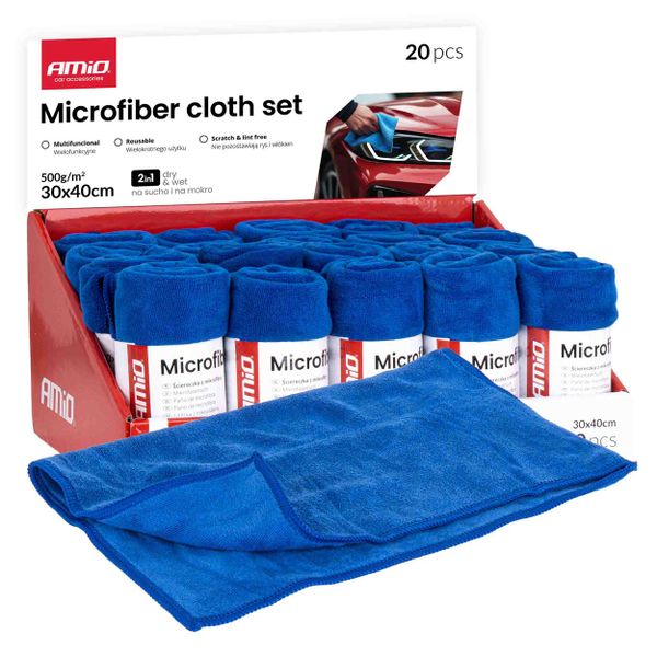 Sada utierok z mikrovlákna 20 ks 500 gsm 30 × 40 cm AMiO-04490