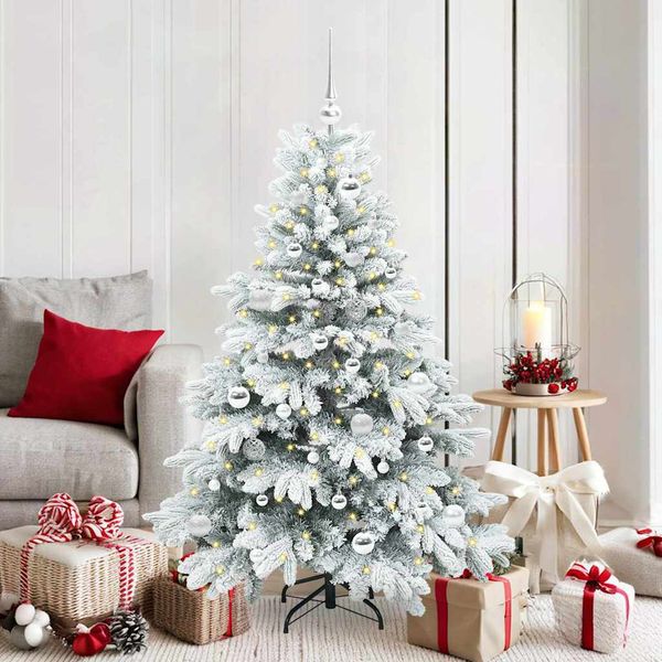 vidaXL Umelý vianočný stromček s 150 LED-i Biela 150 cm PE a PVC