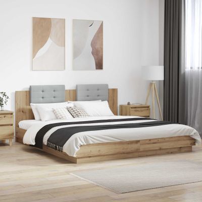 vidaXL Rám postele s čelom Remeselný dub 200 x 200 cm Kompozitné drevo