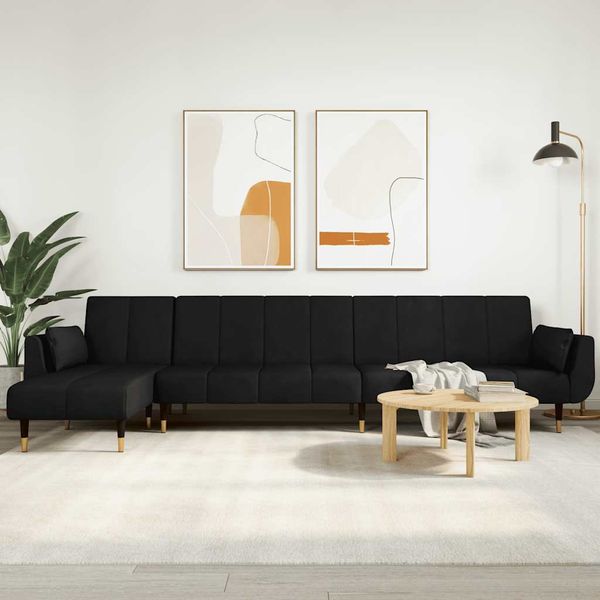 vidaXL Pohovka v tvare L čierna 275x140x70 cm zamat