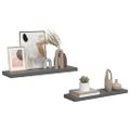 vidaXL Plávajúce nástenné police 2 ks, lesklé sivé 80x23,5x3,8 cm, MDF