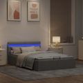 vidaXL Hydraulický posteľný rám+úložný priestor, LED, látka 140x200 cm