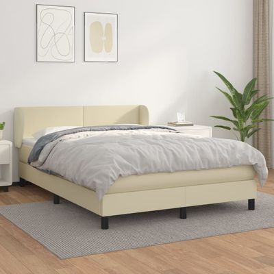 vidaXL Boxspring posteľ s matracom krémová 140x200 cm umelá koža