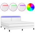 vidaXL Boxspring posteľ s matracom a LED biela 160x200 cm umelá koža