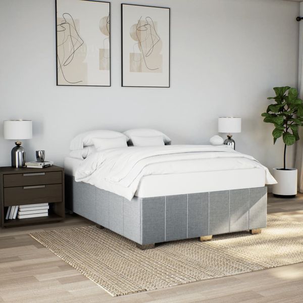 vidaXL Posteľ bez matraca bledosivý 140x190 cm látka