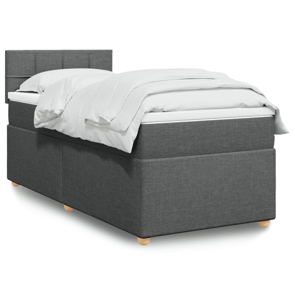 vidaXL Boxspring posteľ s matracom tmavosivá 90x200 cm látka
