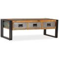 vidaXL Konferenčný stolík s 3 zásuvkami, recyklovaný masív 100x50x35cm