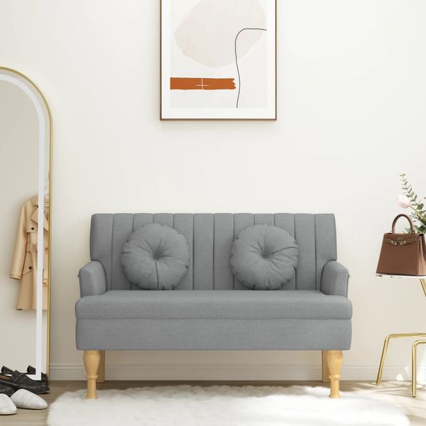 vidaXL Lavička s vankúšmi svetlosivá 113x64,5x75,5 cm látka