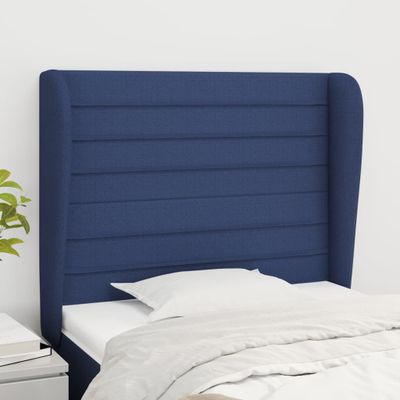 vidaXL Čelo postele so záhybmi modré 83x23x118/128 cm látka