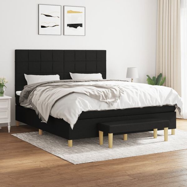 vidaXL Posteľný rám boxspring s matracom čierny 160x200 cm látka