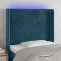 vidaXL Čelo postele s LED tmavomodré 103x16x118/128 cm zamat