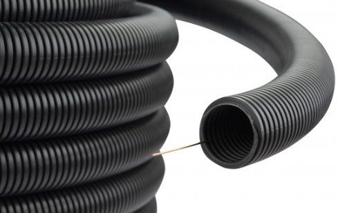 Rúrka ohybná inštalačná RKGS 25/19mm flexibilná samozhášavá 750N PVC UV čierna 25m