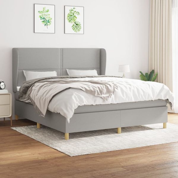 vidaXL Boxspring posteľ s matracom bledosivá 180x200 cm látka