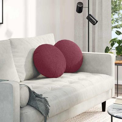 vidaXL Vankúše na sedenie 2 pcs Víno červené Ø40 x 13 cm látka