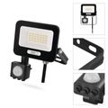 LED reflektor GLARO s pohybovým čidlom, 20 W, čierny, IP54, 2000 lm, neutrálna biela