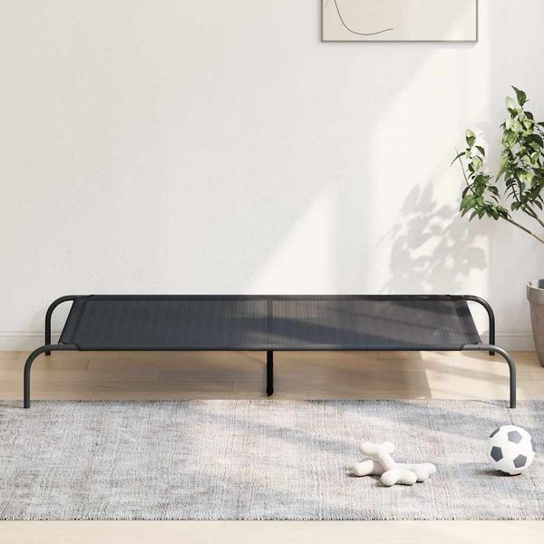 vidaXL Vyvýšená posteľ pre psa Čierna 150x90x20 cm Textil a oceľ